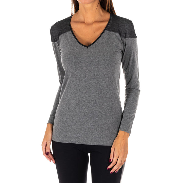 Camiseta exterior manga larga cuello en pico DB756 para Mujer