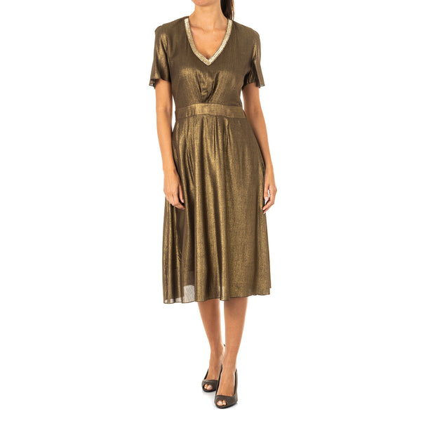 Vestido Mujer Manga Corta Cuello de Pico KWD007