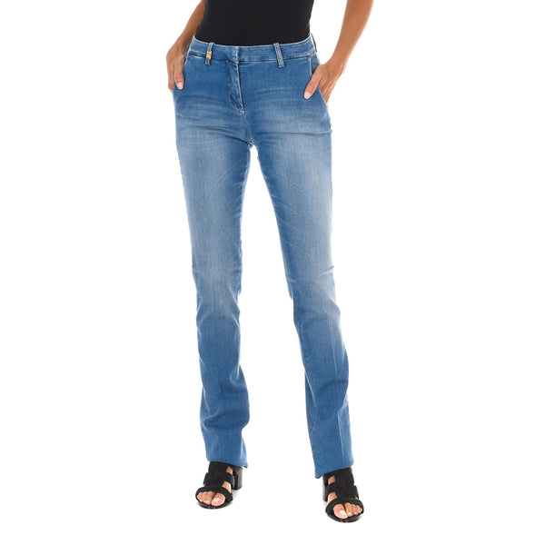 Pantalon Tejano Largo efecto gastado con tejido elástico 70DBF0248 para Mujer