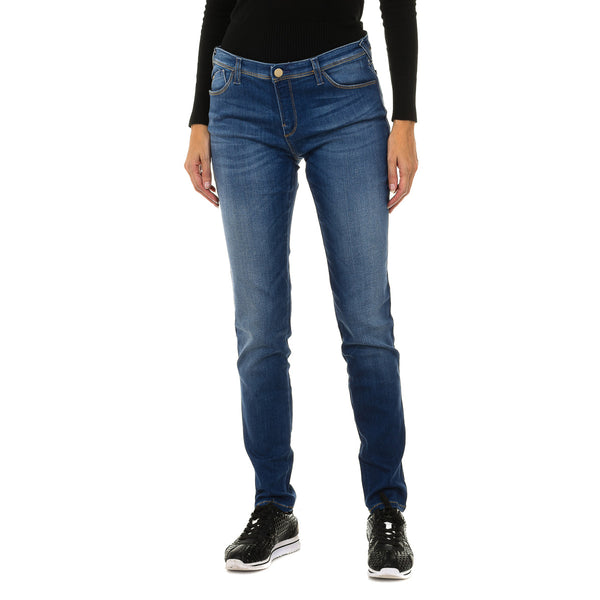 Pantalón Largo Tejano Efecto Gastado 3Y5J28-5D0ZZ para Mujer