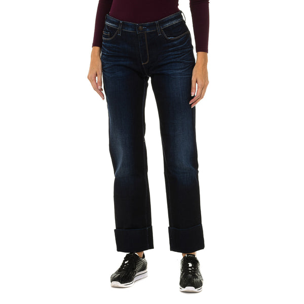 Pantalones Largos Tejanos Efecto Gastado 6Y5J11-5D2UZ para Mujer
