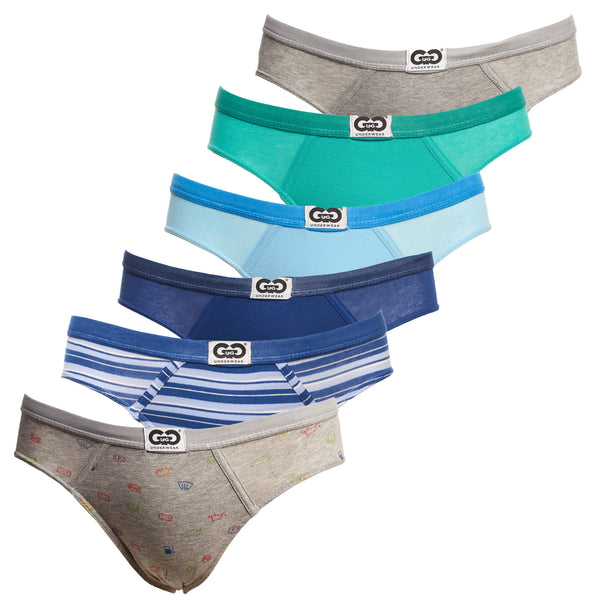 Pack 6 Slips Tejido Transpirable con Frontal Anatómico LPG1013 para Niño
