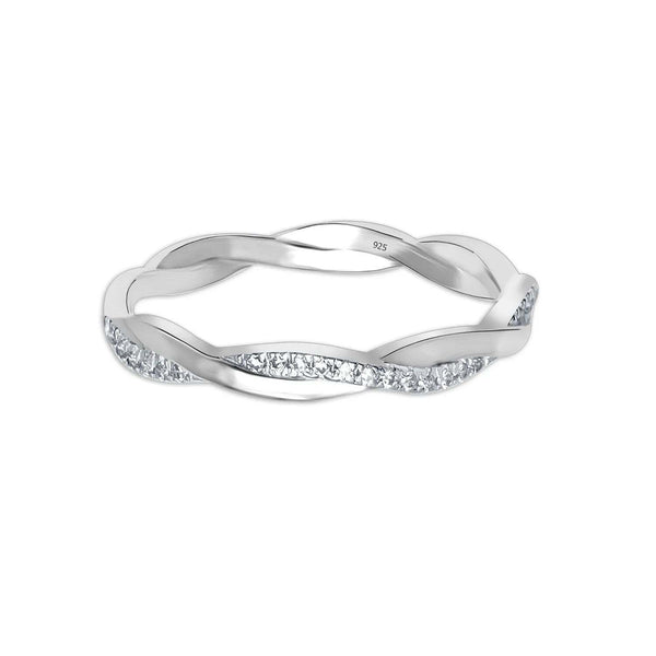 Anillo Mujer Trenzado de Circonitas en Plata de Ley 925 BIAN019