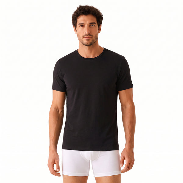 Camiseta Interior Hombre Manga Corta Cuello Redondo de Algodón AA016